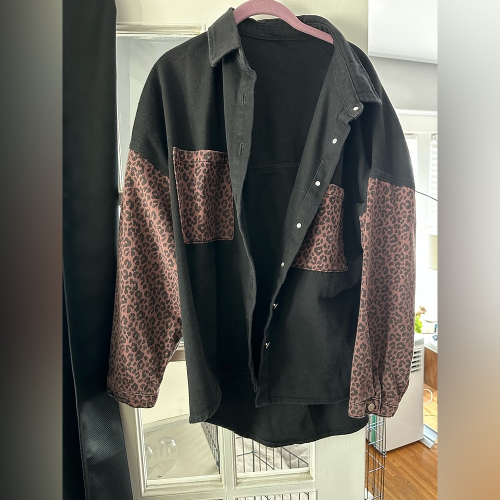 Leopard jean jacket